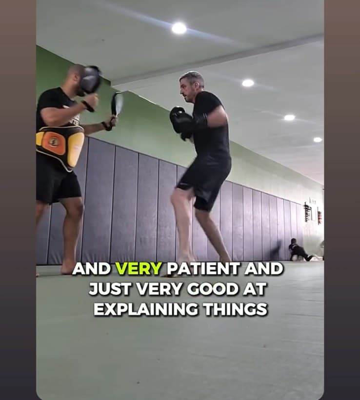 Coach Sonel client, MMA pad-work session at Jungle Gym